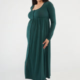 The Cadence Nursing Dress offers effortless style and all-day comfort in ultra-soft modal rib. Long sleeves and a full-length silhouette make it ideal year-round, while the functional button front allows for easy nursing and customizable leg coverage