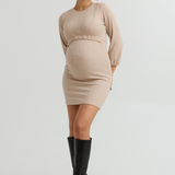 Charlotte Soft Knit Maternity & Nursing Dress (Oatmeal) | CARRY