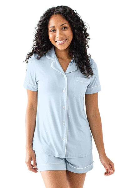 Clea Bamboo Long Sleeve Sleep Shirt | Slate Blue