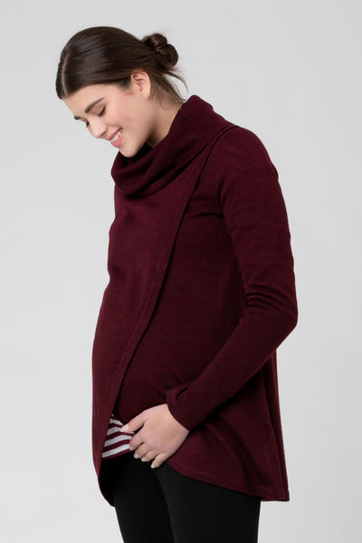 Cowl Neck Nursing Knit - Maroon | Ripe Maternity | Maternity and Nursing Sweaters Canada