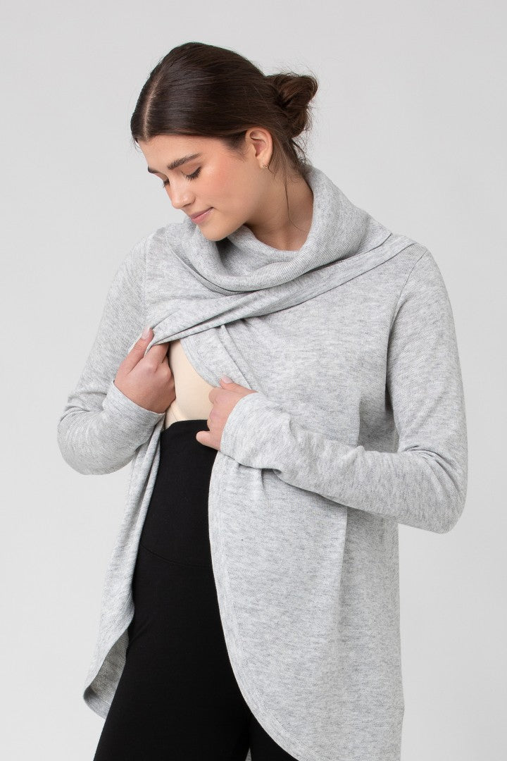 Silver Marle Cowl Neck Nursing Sweater Ripe Maternity Toronto