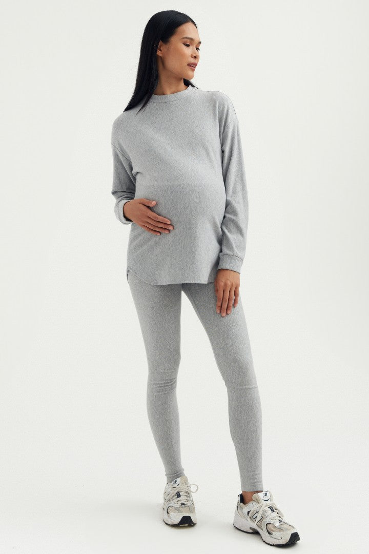 Cozy Fleece Legging - Grey Marle | CARRY | Maternity Leggings Canada