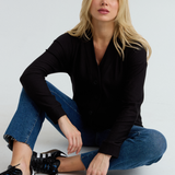 Cozy Fleece Relaxed Maternity Cardigan (Black) | CARRY