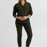 Cozy Fleece Relaxed Maternity Cardigan (Forest Green) | CARRY