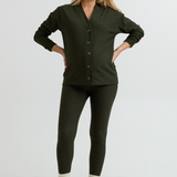 Cozy Fleece Relaxed Maternity Cardigan (Forest Green) | CARRY