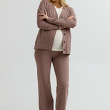 Cozy Fleece Relaxed Maternity Cardigan (Mocha) | CARRY