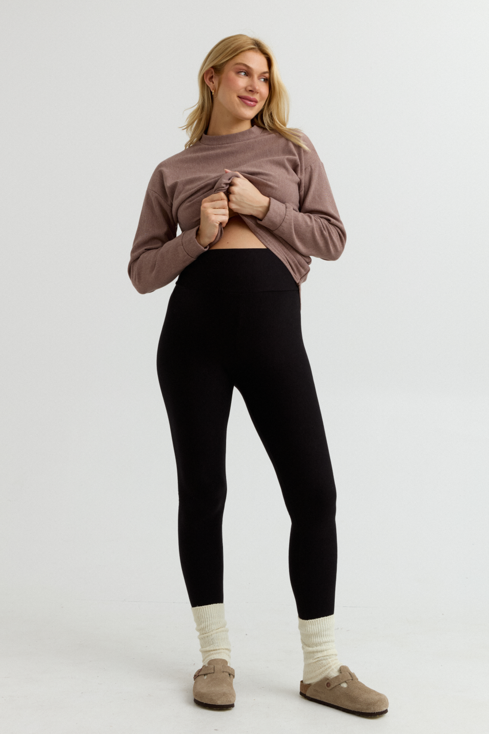 Cozy Fleece Maternity Legging (Black) | CARRY