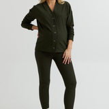 Cozy Fleece Maternity Legging (Forest Green) | CARRY