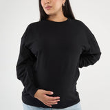 Made from our Cozy Fleece, an ultra-soft bamboo-cotton blend with a brushed interior, this pullover delivers warmth without bulk. Ribbed side panels provide extra stretch and ease, adapting comfortably through all stages of pregnancy and postpartum.