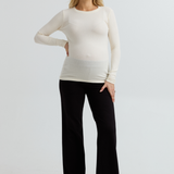 Soft Rib Maternity Long Sleeve Tee (Vanilla) | CARRY