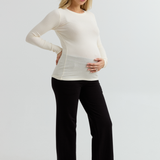 Soft Rib Maternity Long Sleeve Tee (Vanilla) | CARRY