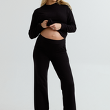 Cozy Fleece Maternity Wide-Leg Pant (Black) | CARRY Canada