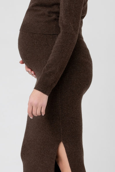 Dani Knit Skirt | Ripe Maternity | Chocolate | Maternity Skirts Canada