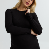 Soft Rib Maternity Long Sleeve Tee (Black) | CARRY