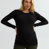 Soft Rib Maternity Long Sleeve Tee (Black) | CARRY