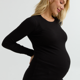 Soft Rib Maternity Long Sleeve Tee (Black) | CARRY