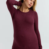 Soft Rib Maternity Long Sleeve Tee (Maroon) | CARRY