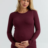 Soft Rib Maternity Long Sleeve Tee (Maroon) | CARRY