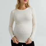 Soft Rib Maternity Long Sleeve Tee (Vanilla) | CARRY