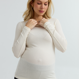 Soft Rib Maternity Long Sleeve Tee (Vanilla) | CARRY