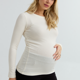 Soft Rib Maternity Long Sleeve Tee (Vanilla) | CARRY