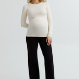 Soft Rib Maternity Long Sleeve Tee (Vanilla) | CARRY