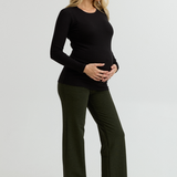 Soft Rib Maternity Long Sleeve Tee (Black) | CARRY