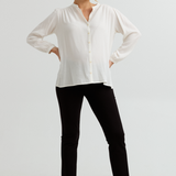 Eden Feminine Button-Up Maternity Shirt (Ivory) | CARRY