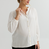 Eden Feminine Button-Up Maternity Shirt (Ivory) | CARRY