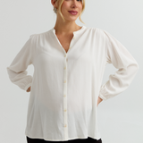 Eden Feminine Button-Up Maternity Shirt (Ivory) | CARRY