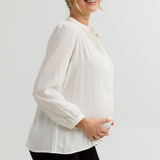 Eden Feminine Button-Up Maternity Shirt (Ivory) | CARRY