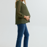 Eden Button-Up Maternity Shirt (Olive/White Dot) | CARRY