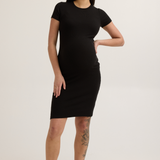 Maternity Ribbed T Shirt Dress (Black) | CARRY