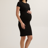 Maternity Ribbed T Shirt Dress (Black) | CARRY