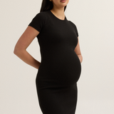 Maternity Ribbed T Shirt Dress (Black) | CARRY