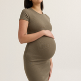Maternity Ribbed T Shirt Dress (Khaki) | CARRY