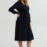 Grace Work Maternity Shirt Dress (Navy) | CARRY