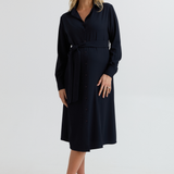 Grace Work Maternity Shirt Dress (Navy) | CARRY