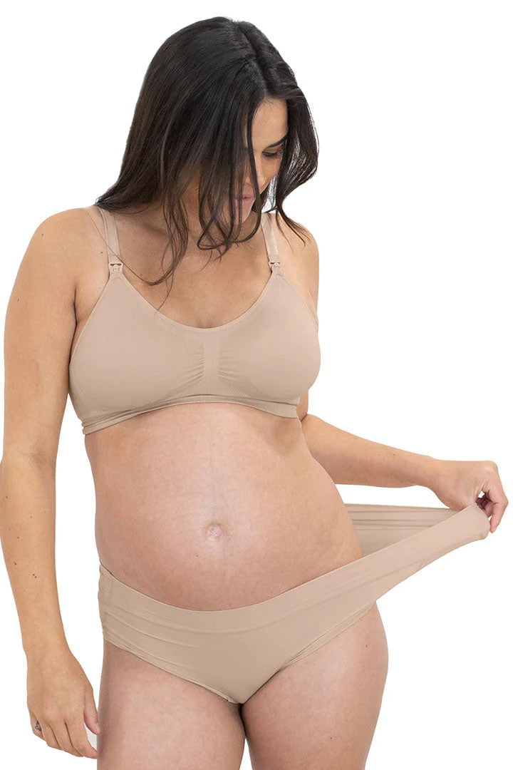 Emprella Maternity Underwear Under Bump, 2 Pack Women Cotton Pregnancy  Postpartum Panties - Black & White L