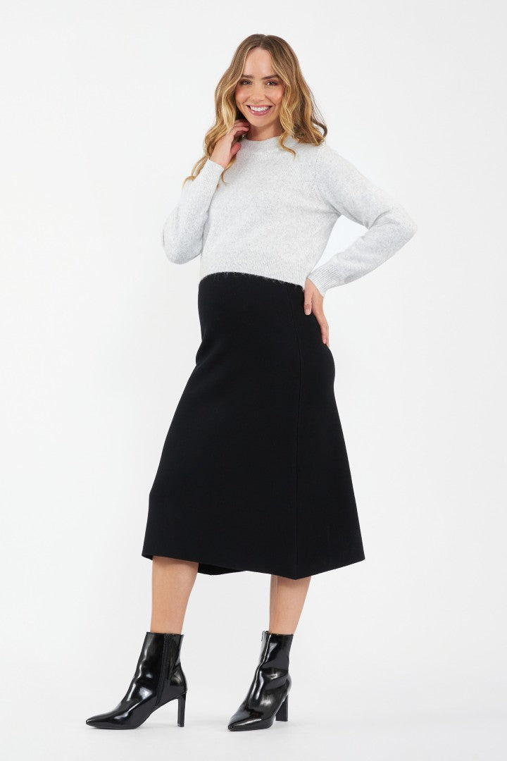 Maternity A-Line Knit Skirt (Black) | Ripe Maternity