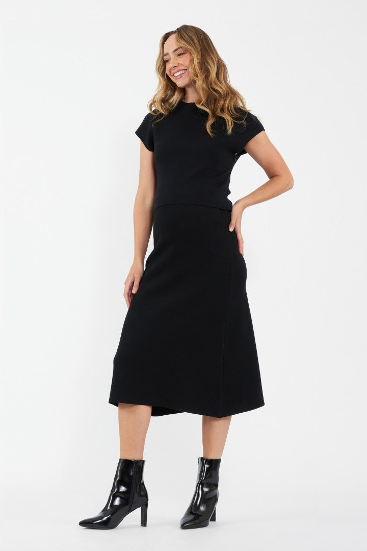 Maternity A-Line Knit Skirt (Black) | Ripe Maternity