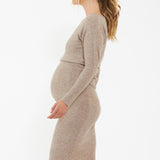 Tobie Off Shoulder Knit Maternity Dress (Mocha) | Ripe Maternity Canada