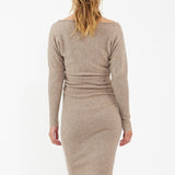 Tobie Off Shoulder Knit Maternity Dress (Mocha) | Ripe Maternity Canada