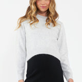Tia Crop Knit Maternity Sweater (Snow Marle) | Ripe Maternity Canada