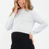 Tia Crop Knit Maternity Sweater (Snow Marle) | Ripe Maternity Canada