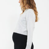 Tia Crop Knit Maternity Sweater (Snow Marle) | Ripe Maternity Canada