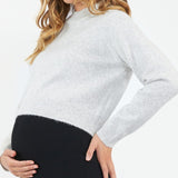 Tia Crop Knit Maternity Sweater (Snow Marle) | Ripe Maternity Canada