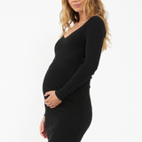 Sadie Rib Knit Maternity & Nursing Dress (Black) | Ripe Maternity