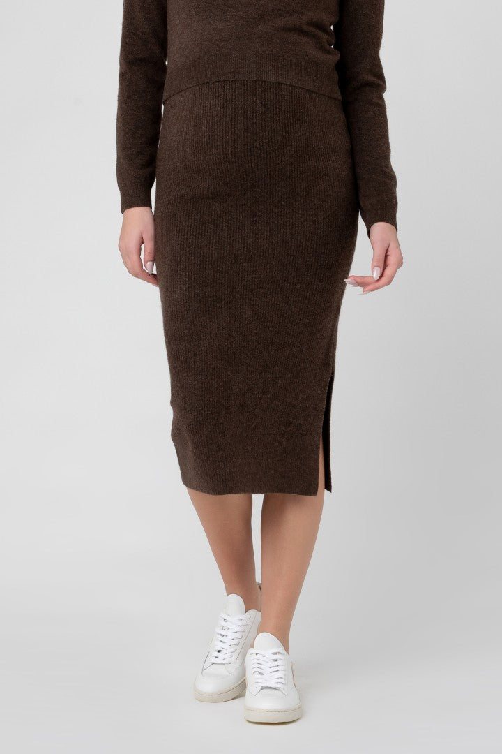 Dani Knit Skirt | Ripe Maternity | Chocolate | Maternity Skirts Canada