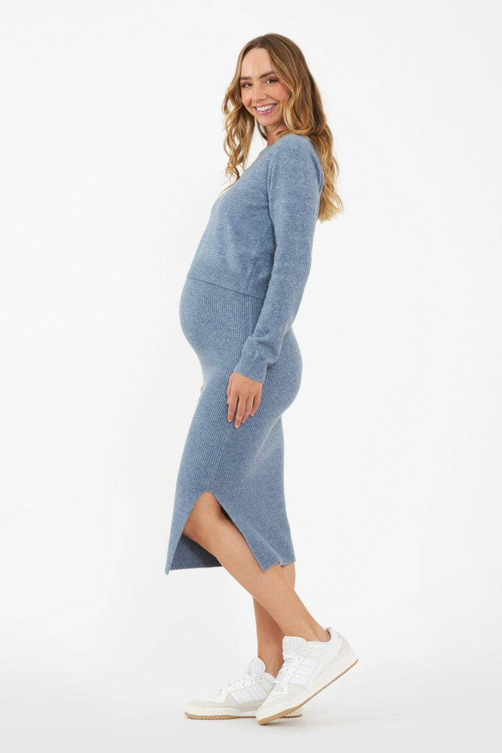 Dani Knit Maternity Skirt (Denim Marle) | Ripe Maternity Canada